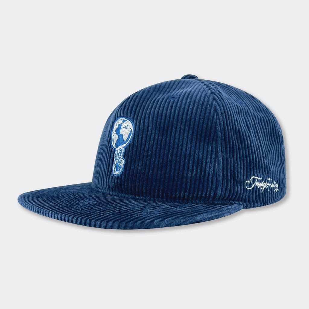 WORLD PEACE THICK CORDUROY HAT - NAVY