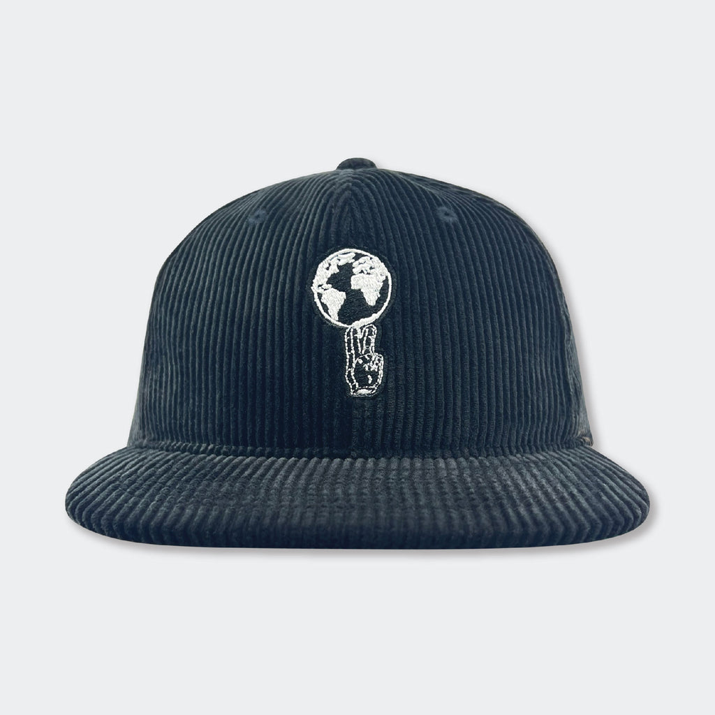 WORLD PEACE THICK CORDUROY HAT - BLACK