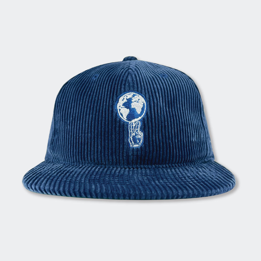 WORLD PEACE THICK CORDUROY HAT - NAVY